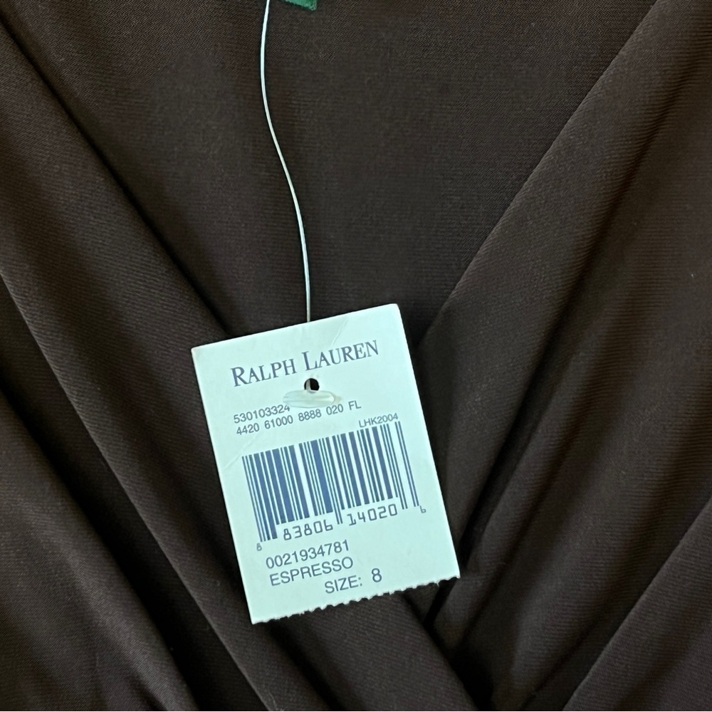 Lauren Ralph Lauren Faux Wrap Top Flare Bottom Long Sleeve Brown Sz. 8 #1345 NWT - Picture 7 of 7